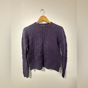 Ralph Lauren Vintage 100% Wool Purple Cable Knit Sweater Size M
